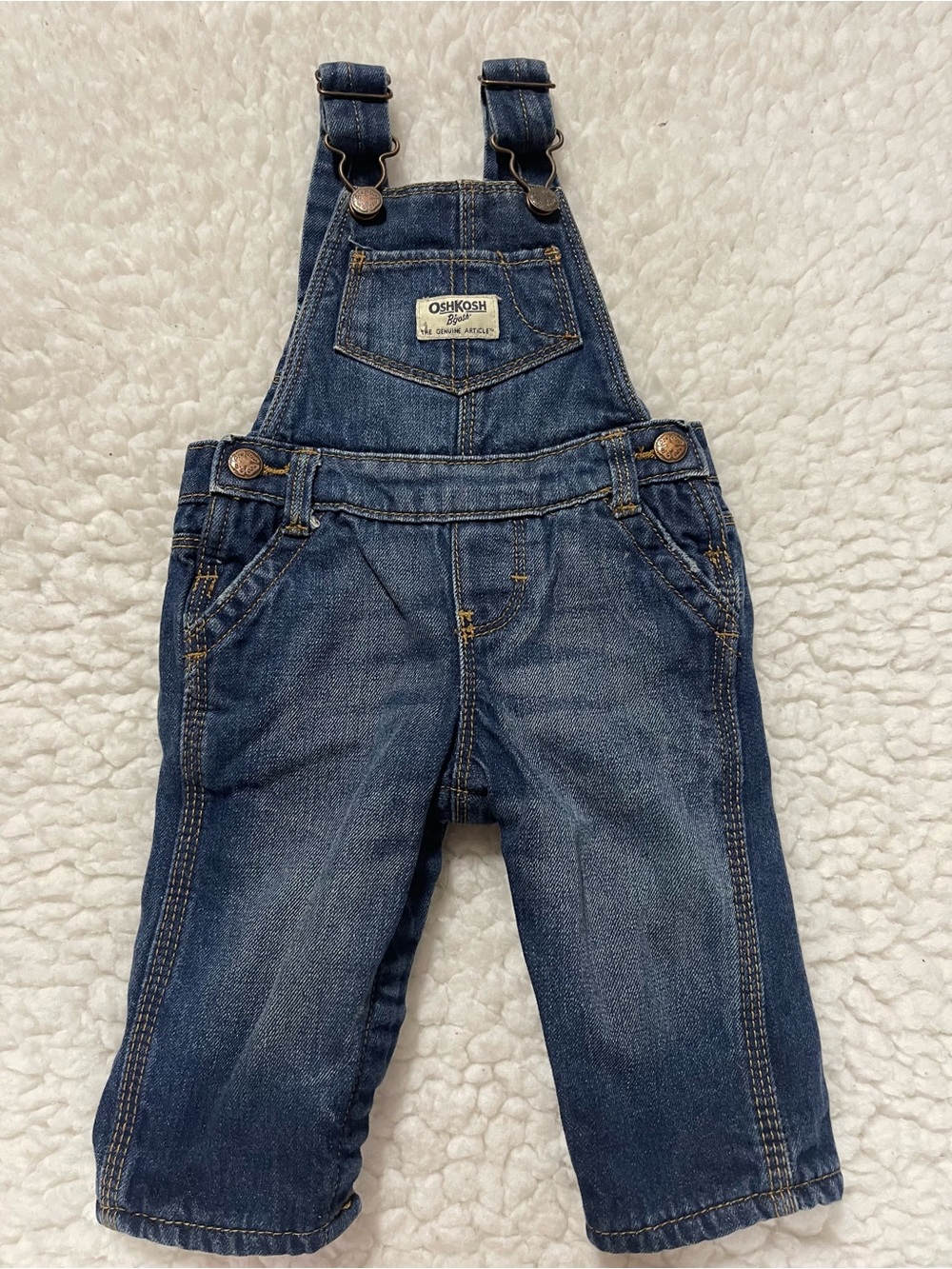 OshKosh B'gosh Indigo Blue Lined Denim Overalls 6 Months